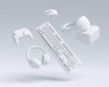 Klavye, joystick, kulaklık, VR gözlük, mikrofon gibi uçan oyun vitesleri.