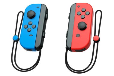 İpte beyaz arkaplanda taşınabilir video oyun denetleyicileri