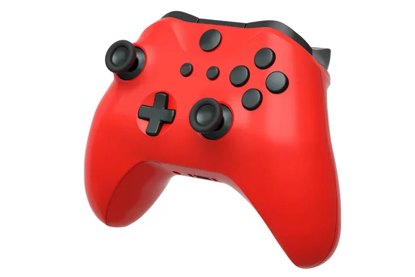 Beyaz arkaplanda gerçekçi kırmızı video oyunu joystick 'i