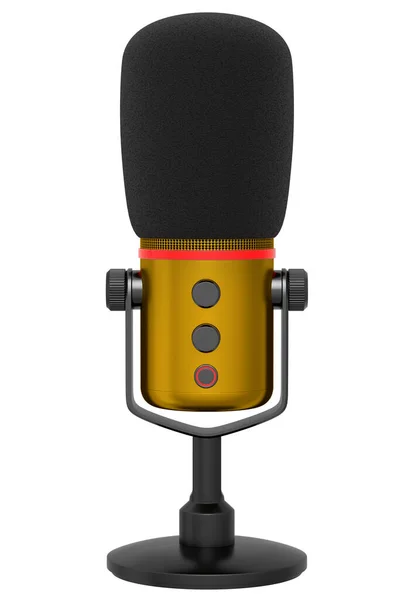 3D rendering of yellow studio condenser microphone isolated on white background — Stock Photo, Image