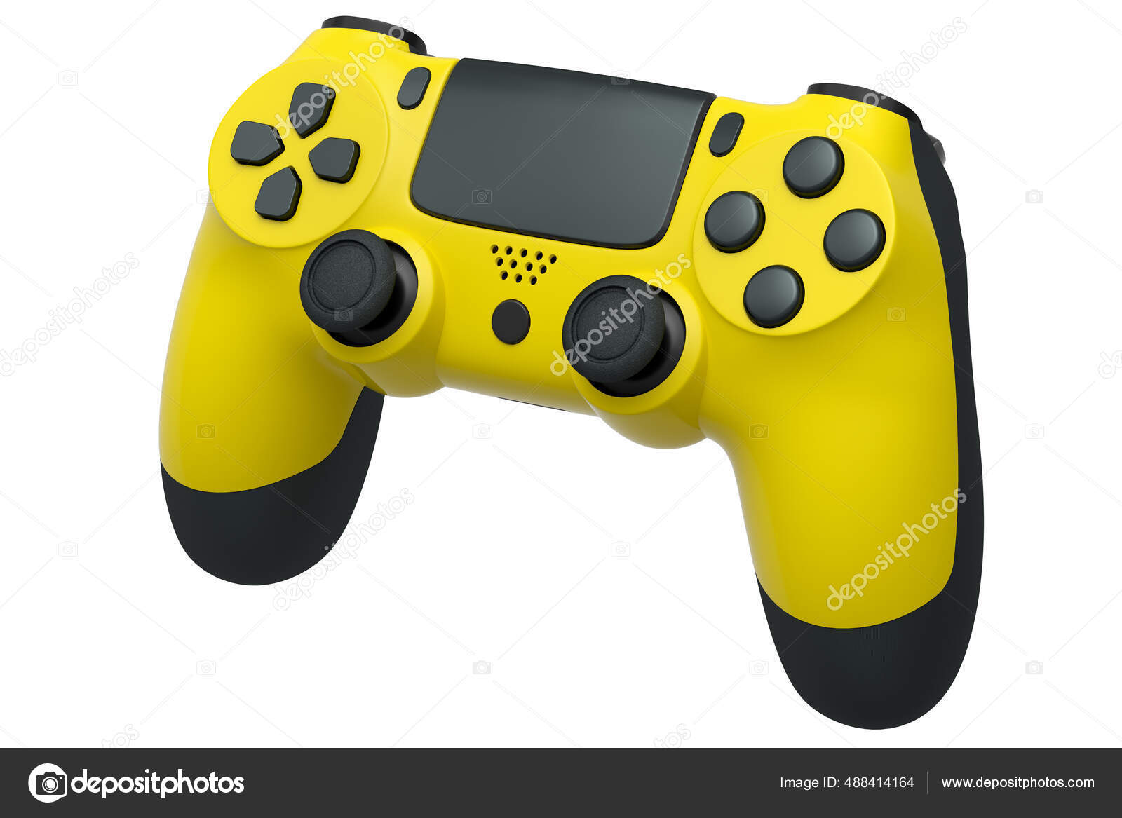 Realistic Yellow Video Game Joystick White Background Rendering
