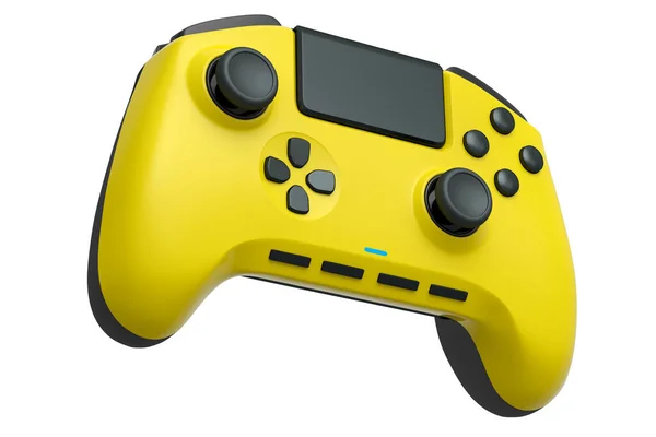 Realistyczny Żółty Joystick Gry Wideo Białym Tle Renderowanie Strumieniowe Sprzętu — Zdjęcie stockowe