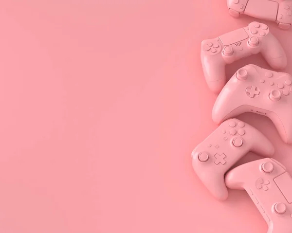 게이머 조이스틱 Joystices 분홍색 배경의 게임기 Gamepad 구성된다 렌더링된 라이브 — 스톡 사진