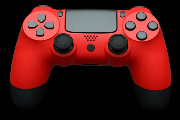 Manette Réaliste Rouge Pour Manette Jeu Vidéo Sur Fond Noir — Photo