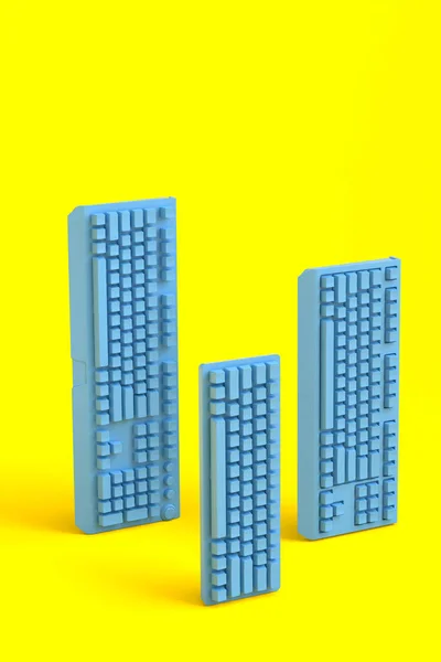 Widok góry obszaru roboczego gracza i narzędzi jak klawiatury na żółtym tle — Zdjęcie stockowe