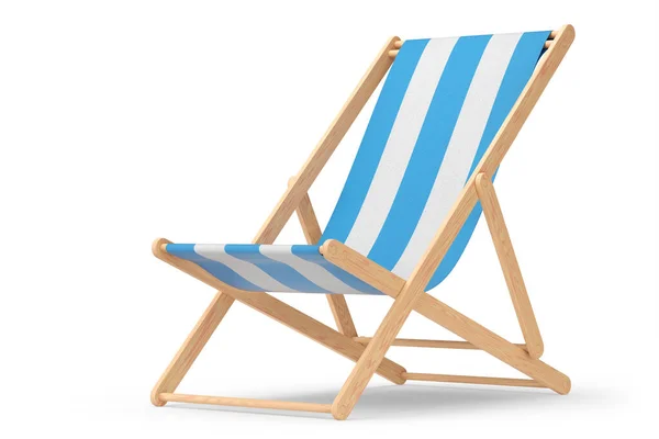 Blauw gestreepte strandstoel voor zomervakanties geïsoleerd op witte achtergrond. — Stockfoto