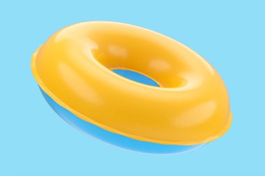 Yüzme havuzundaki çocuklar için şişirilebilir halka beyaz arka planda izole edilmiş yerçekimi modeli yok. Aquapark için 3D yüzme güvenlik halkası