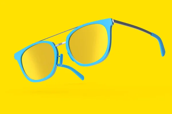 Realistický Sunglasess Gradientním Objektivem Modrým Plastovým Rámem Pro Letní Období — Stock fotografie