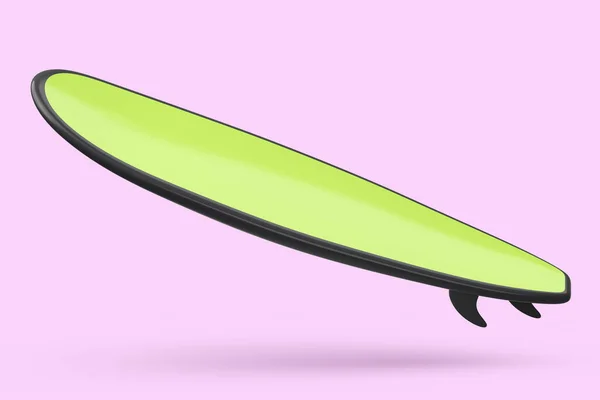 ピンクの背景に隔離された現実的な緑のサーフボード ビーチのサーフボードに夏のサーフィンの3Dレンダリング — ストック写真