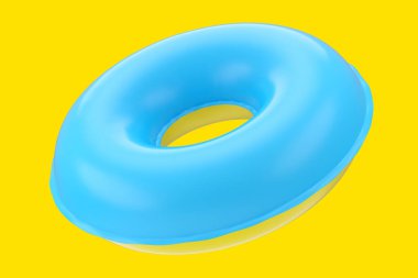 Yüzme havuzundaki çocuklar için şişirilebilir halka beyaz arka planda izole edilmiş yerçekimi modeli yok. Aquapark için 3D yüzme güvenlik halkası