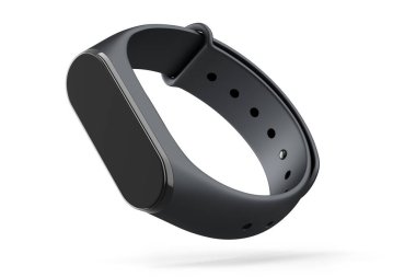 Beyazda kalp atış hızı monitörü olan siyah fitness izleyicisi veya akıllı saat