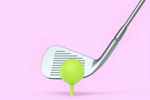 Club Golf Plata Pelota Aislada Sobre Fondo Rosa Representación Equipos — Foto de Stock