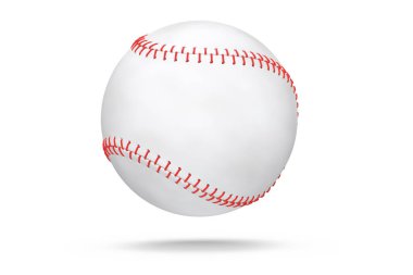 Beyzbol ya da beyzbol topu beyaz arka planda izole edilmiş. Takım oyunları için 3 boyutlu spor aksesuarları hazırlama