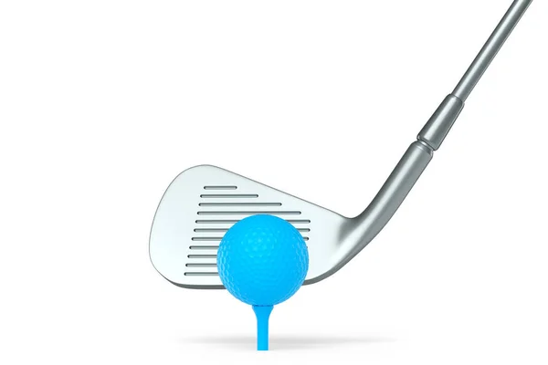 Silberner Golfschläger Und Ball Isoliert Auf Weißem Hintergrund Rendering Von — Stockfoto