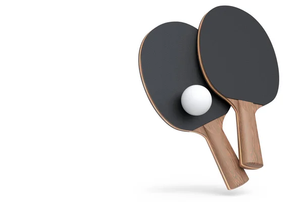 乒乓球用乒乓球副球拍 球在白色背景上隔离 3D为现役训练提供体育装备 — 图库照片