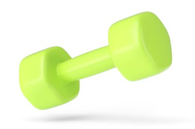 Kauçuk yeşil halterler beyaz arkaplanda izole edilmiş. Spor malzemelerinin fitness ve powerlift için 3D yorumlaması