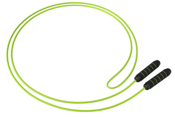 Green Skipping Rope Jumping Rope Isolated White Background Rendering Sport — Stock Photo, Image