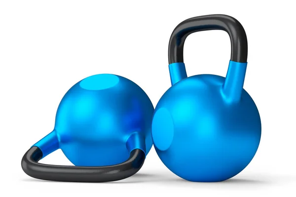 Ciężka Siłownia Niebieski Kettlebell Treningu Izolowane Białym Tle Renderowanie Sprzętu — Zdjęcie stockowe