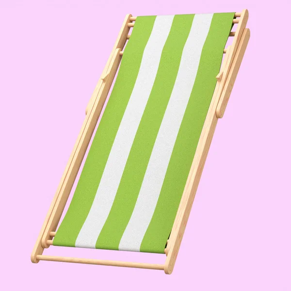 Silla Playa Rayas Verdes Aislada Sobre Fondo Rosa Representación Vacaciones — Foto de Stock