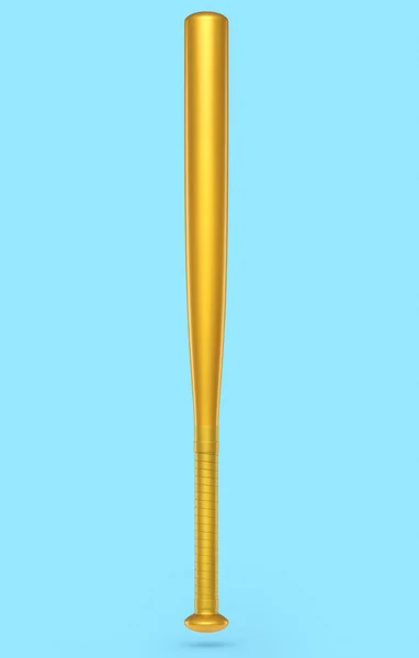 Золотий Професійний Софтбол Або Бейсбольна Бита Ізольовані Синьому Фоні Візуалізація — стокове фото
