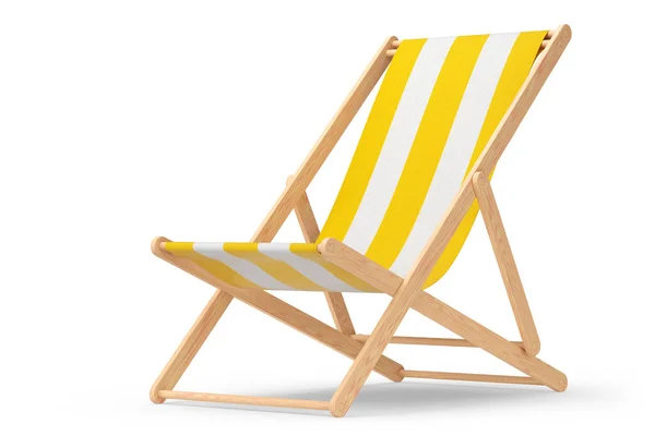 Silla Playa Rayas Amarillas Aislada Sobre Fondo Blanco Representación Vacaciones —  Fotos de Stock