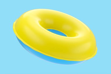 Yüzme havuzundaki çocuklar için şişirilebilir halka beyaz arka planda izole edilmiş yerçekimi modeli yok. Aquapark için 3D yüzme güvenlik halkası