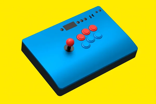 Bâton Arcade Bleu Vintage Avec Joystick Boutons Niveau Tournoi Isolés — Photo