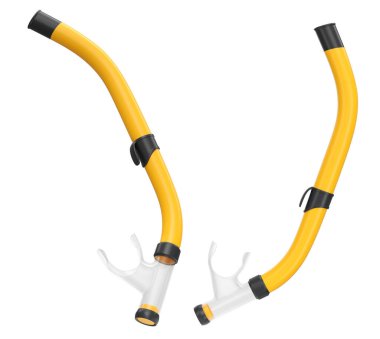 Yaz tatili için dalış maskesi ve şnorkel seti ve beyaz arka planda şnorkelle dalış yaz tatili konsepti ve tatillerin 3 boyutlu canlandırması.