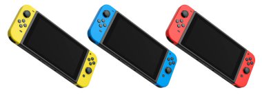 Cep telefonuna bağlı gerçekçi video oyunu denetleyicileri beyaz arkaplanda kırpma yolu ile izole edilmiş