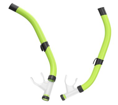 Yaz tatili için dalış maskesi ve şnorkel seti ve beyaz arka planda şnorkelle dalış yaz tatili konsepti ve tatillerin 3 boyutlu canlandırması.