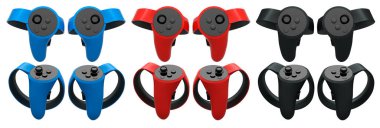 Çevrimiçi ve bulut oyunları için sanal gerçeklik denetleyicileri kırpma yolu ile beyaz arka planda izole edildi. Artırılmış gerçeklik ya da VR için 3B görüntüleme aygıtı