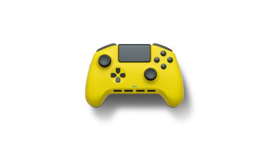 Wireless gaming controller flying in air isolated on white background with clipping path, symbolizing gaming technology concept.