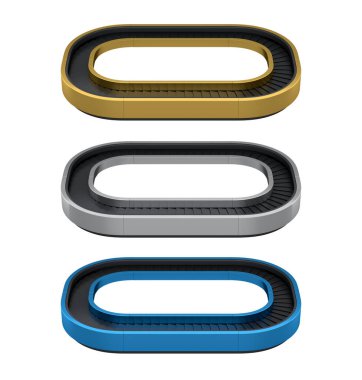 Beyaz arka planda izole edilmiş bagaj teslim alanından havalimanı bagaj bandı seti. Seyahat tatil konseptinin 3D sunucusu.