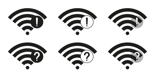 Wi-Fi bağlantı simgesi çevrimdışı. Wi-Fi kurulu değil. İnternet ağı kapatıldı. Kayıp kablosuz ağ bağlantısının sembolü. Bir dizi Wi-Fi simgesi. EPS 10. Vektör illüstrasyonları