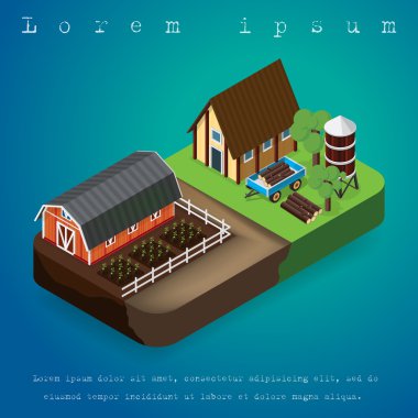 çiftlik izometrik manzara