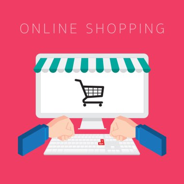 çevrimiçi alışveriş vektörü illüstrasyonu