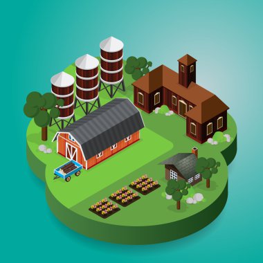 çiftlik izometrik manzara