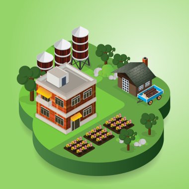 çiftlik izometrik manzara