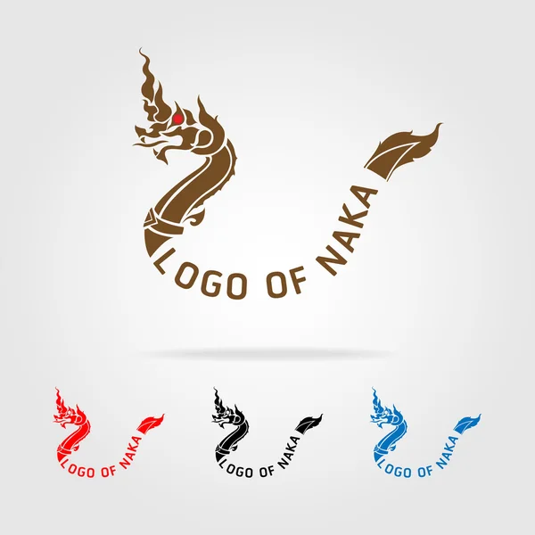 Thai buddhism naga, logo naka - Stok Vektor