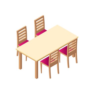 ahşap bir masa ve sandalyeler