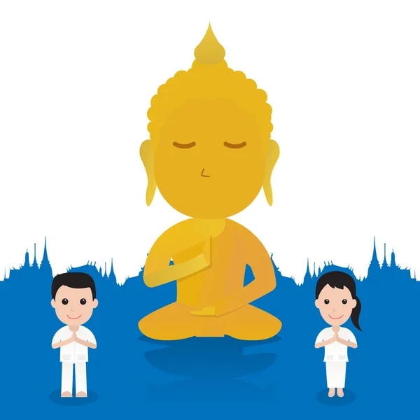 Ilustración de dibujos animados budistas — Archivo Imágenes Vectoriales