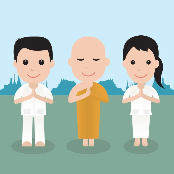 佛教卡通的插图 — 图库矢量图片