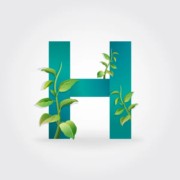Grüne Öko-Buchstaben Logo mit Blättern. — Stockvektor