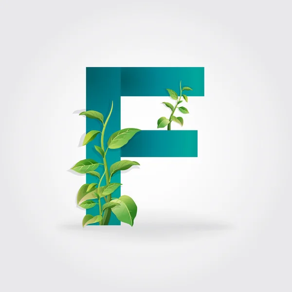 Logo verde eco lettere con foglie . — Vettoriale Stock