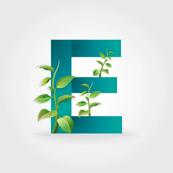 葉の緑のエコ文字ロゴ. — ストックベクタ