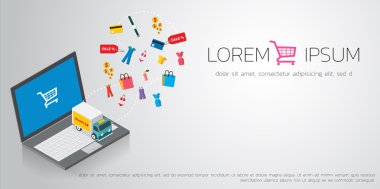 çevrimiçi alışveriş vektörü illüstrasyonu