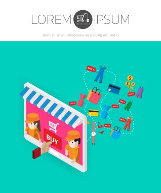 Online alışveriş kavramı vektör