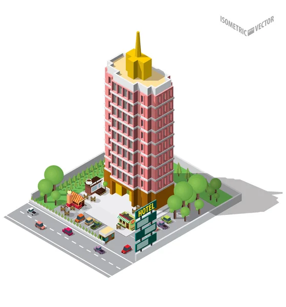 Representando hostal o edificio hotelero — Vector de stock