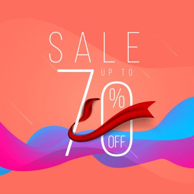 Küçük şablon tasarımı indirimi,% 70 'e varan indirimli indirimler. Süper Satış, sezon sonu özel teklif afişi. vektör illüstrasyonu.