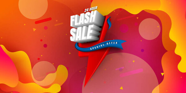 Флэш-продажа яркий баннер или плакат. Одна большая распродажа, специальное предложение, допуск. Вектор.